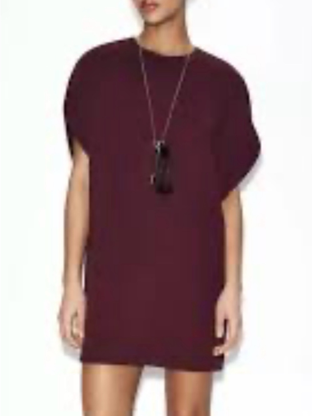 NWT Zara Women's Interlock Short Mini Dress Maroon Burgundy Purple Large L - NEW